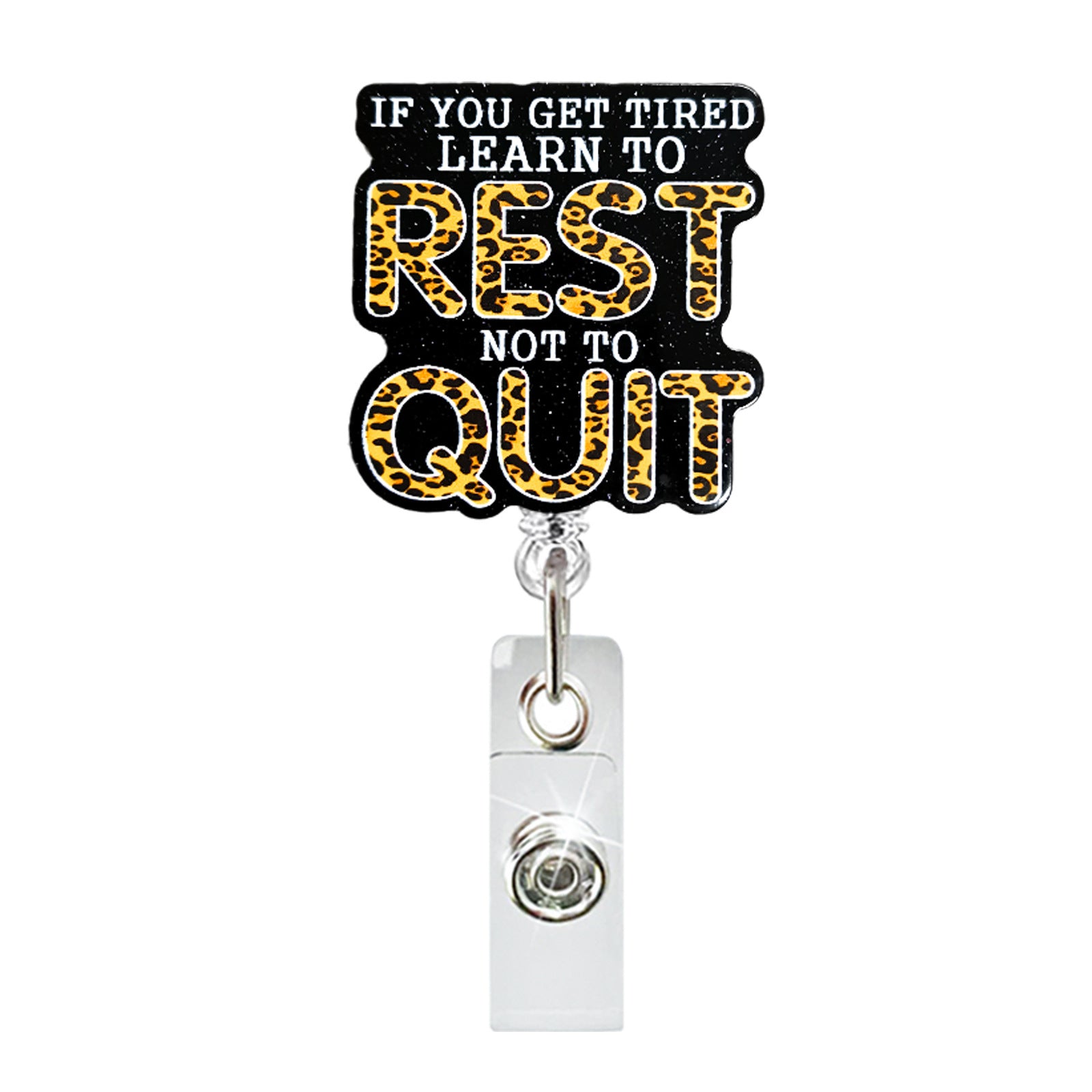 Wholesale Glitter acrylic skeleton finger retractable badge